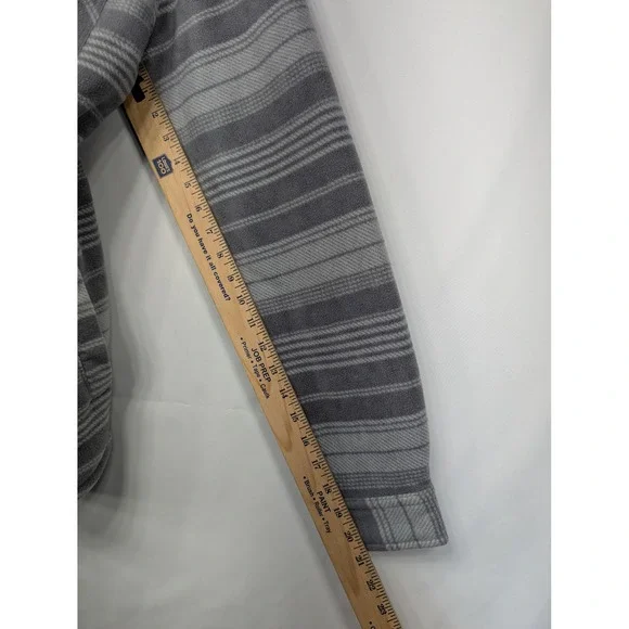 Voyager Gray Stripe Fleece Shacket Shirt Jacket Men's Snap Front Pockets Large - Picture 8 of 10